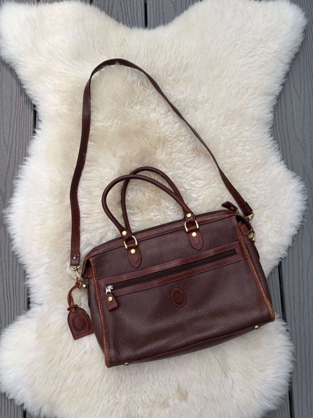 Vintage Liz Clayborn Brown Leather Briefcase Shoulder Bag